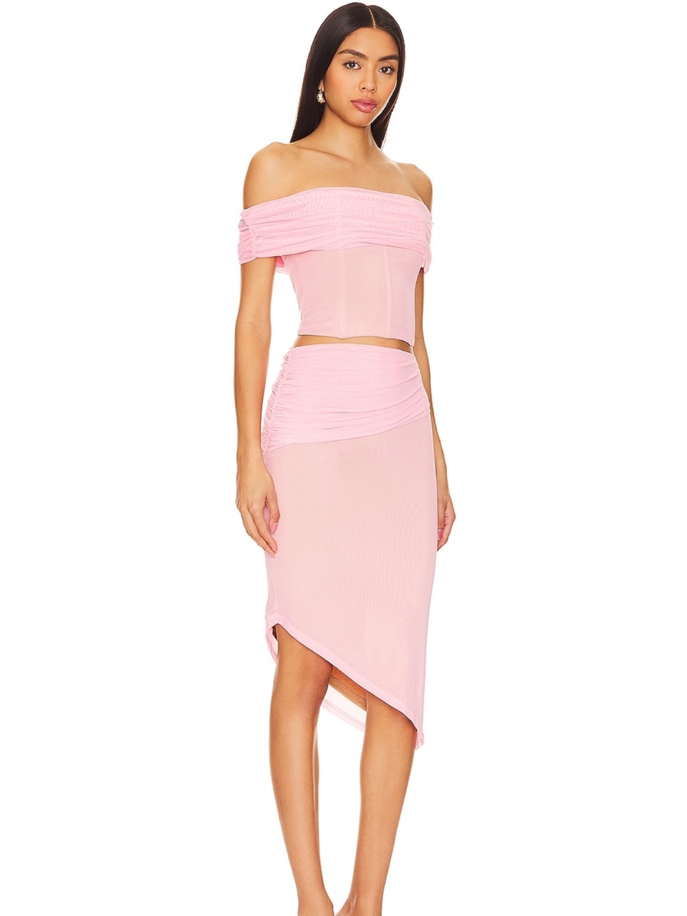 superdown Heidi Mesh Skirt Set in Pink